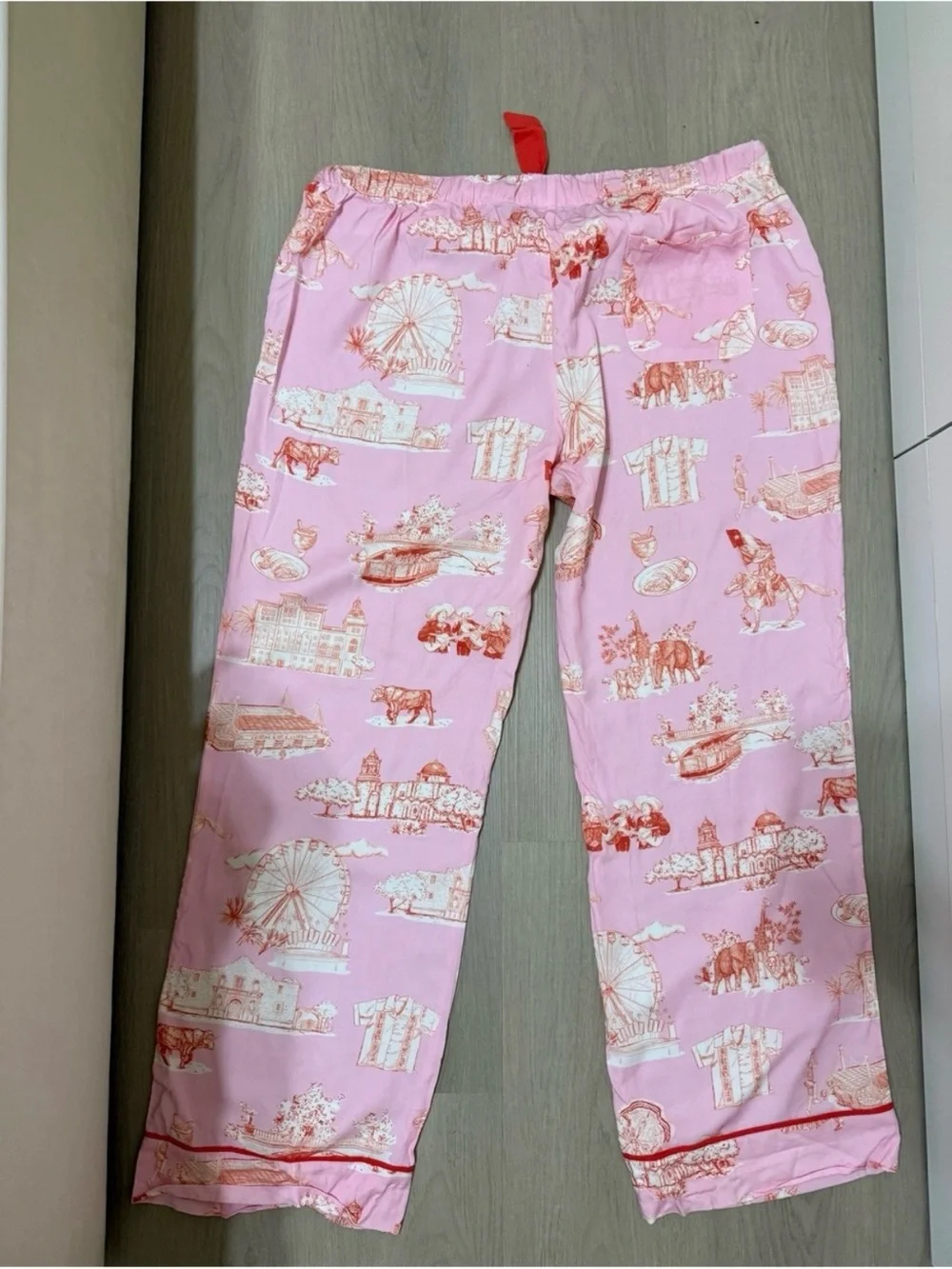 Katie Kime San Antonio Toile Woven Pink Pajama Pants Set